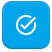 A white check mark inside a blue square with rounded corners.