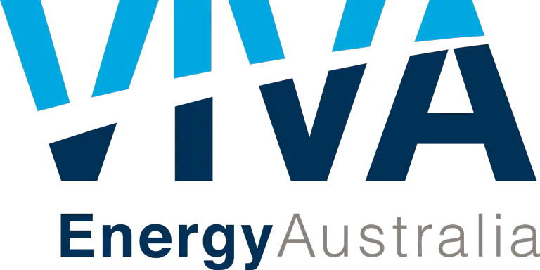 Viva Energy Australia logo with the words "Viva Energy Australia" in bold blue and grey text, featuring stylized blue and navy "VIVA" lettering above.